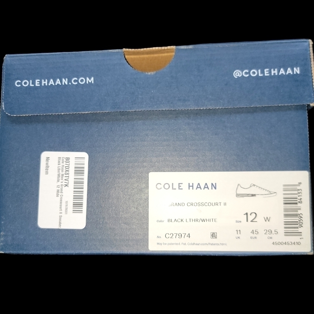 Cole Haan men's Grand Crosscourt Ii Sneaker. Size 12 Black w White Sole. NIB! - Picture 7 of 7